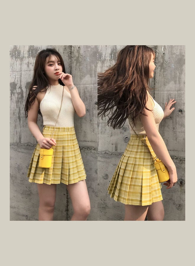 تنورة بخصر عالٍ وقصة ضيقة من أعلى وواسعة من أسفل أصفر - Image 3