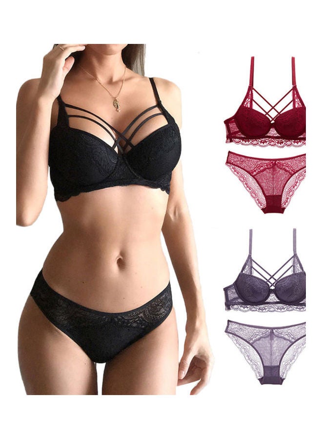 Padded Bra And Brief Set Purple - Image 2