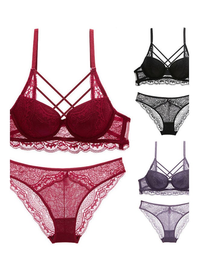 Padded Bra And Brief Set Purple - Image 4