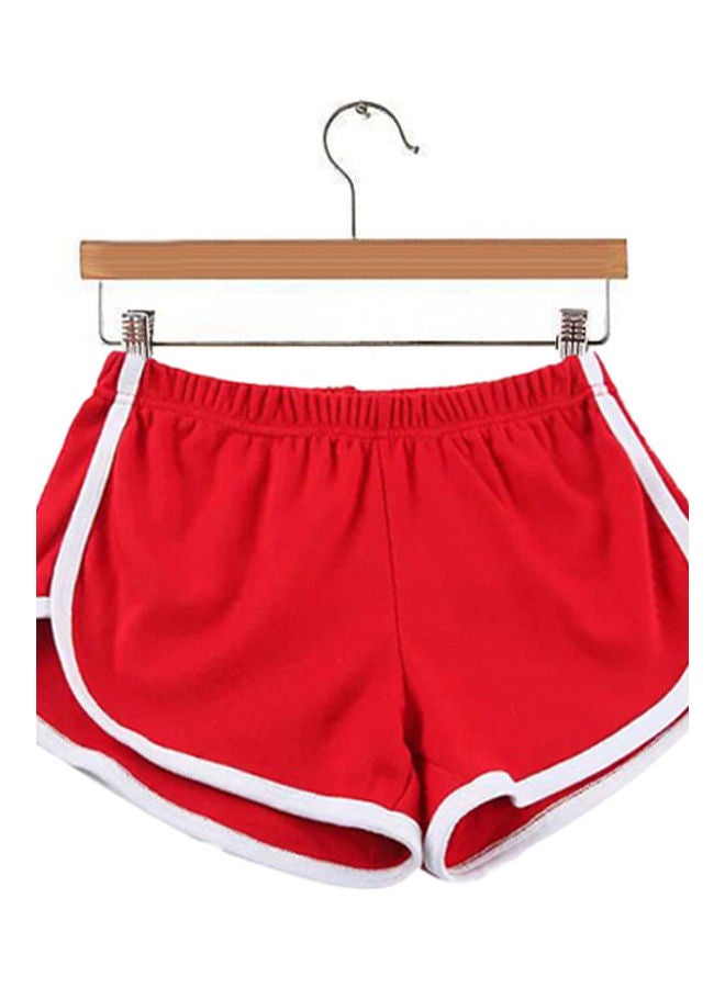 Solid Yoga Sports Shorts Red/White