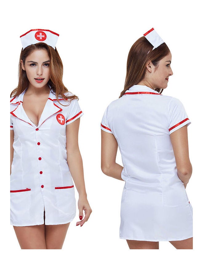 Costume Dress Outfit Role Play Cosplay Uniform White Red - Image 2