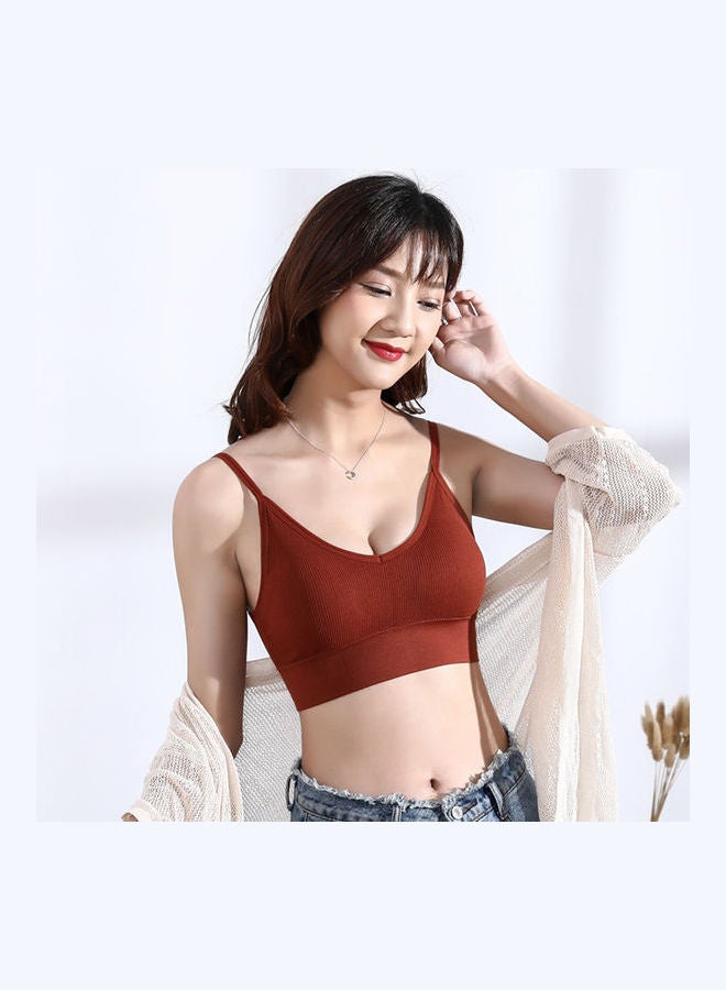 Solid Padded Bra Red  - Image 2