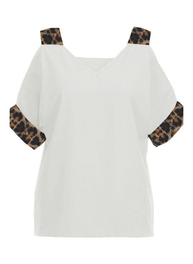 Solid Design Short Sleeves Dress White