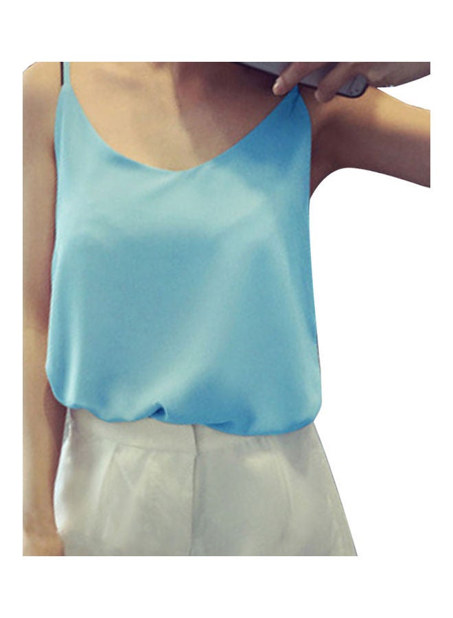 Solid Sleeveless Top Light Blue