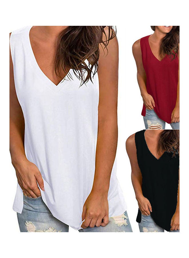 V Neck T-Shirt White - Image 2