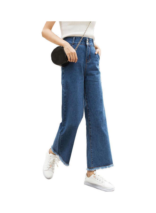 Generic - High Rise Wide Leg Jeans Dark Blue - Image 1