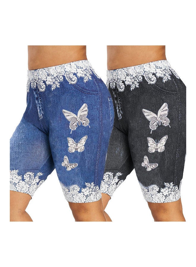 Butterfly Print Shorts Light Blue - v1612425943/N44159587V_5