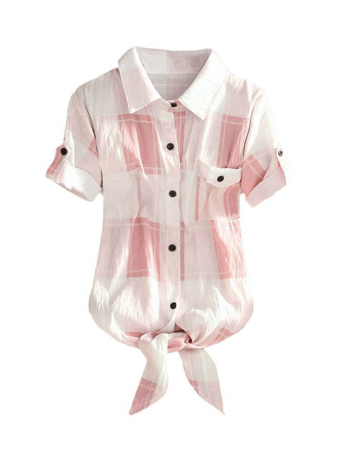 Tie Knot Short Sleeve Shirt Pink  - Image 1
