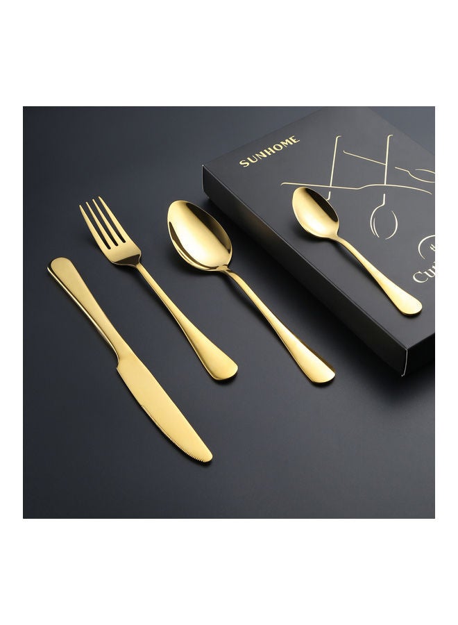 صن هوم طقم أدوات مائدة من الستانلس ستيل مكون من 4 قطع ذهبي - Image 4