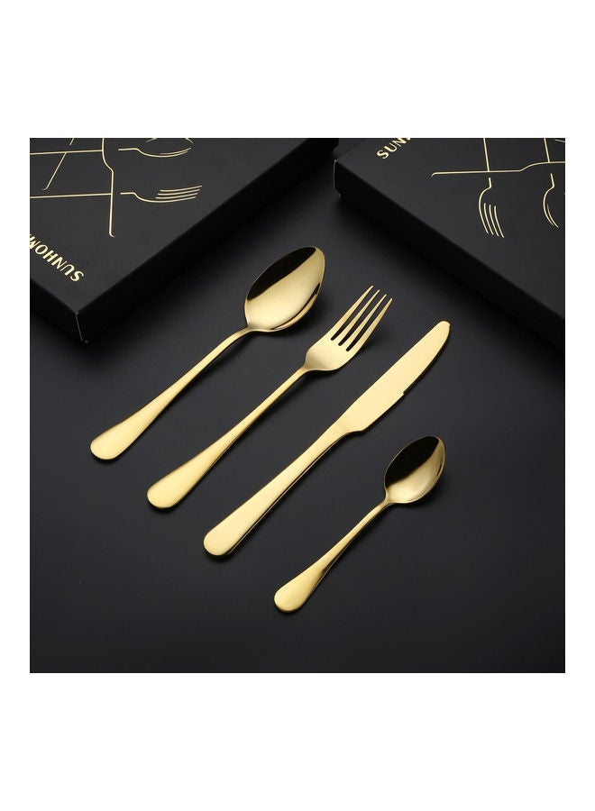 صن هوم طقم أدوات مائدة من الستانلس ستيل مكون من 4 قطع ذهبي - Image 5