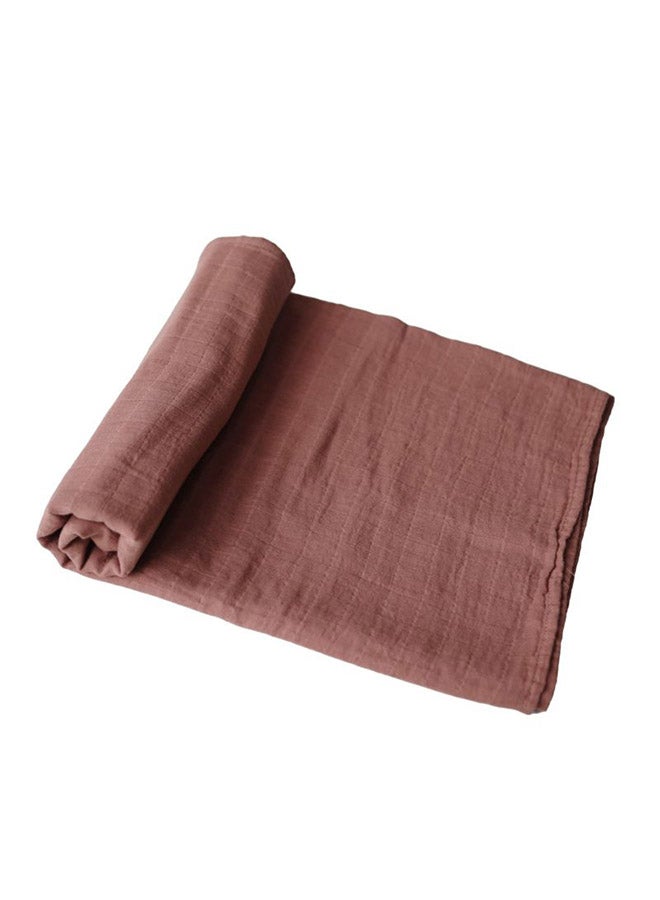 mushie Swaddle Blanket Organic Cotton - Cognac - Image 2