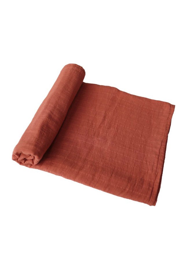 mushie Swaddle Blanket Organic Cotton - Auburn - Image 2