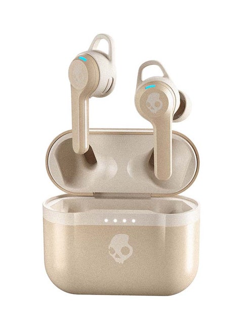 Indy Evo True Wireless Earbuds With Charging Case And Centered Mood Boost Print Art Champagne Metallic