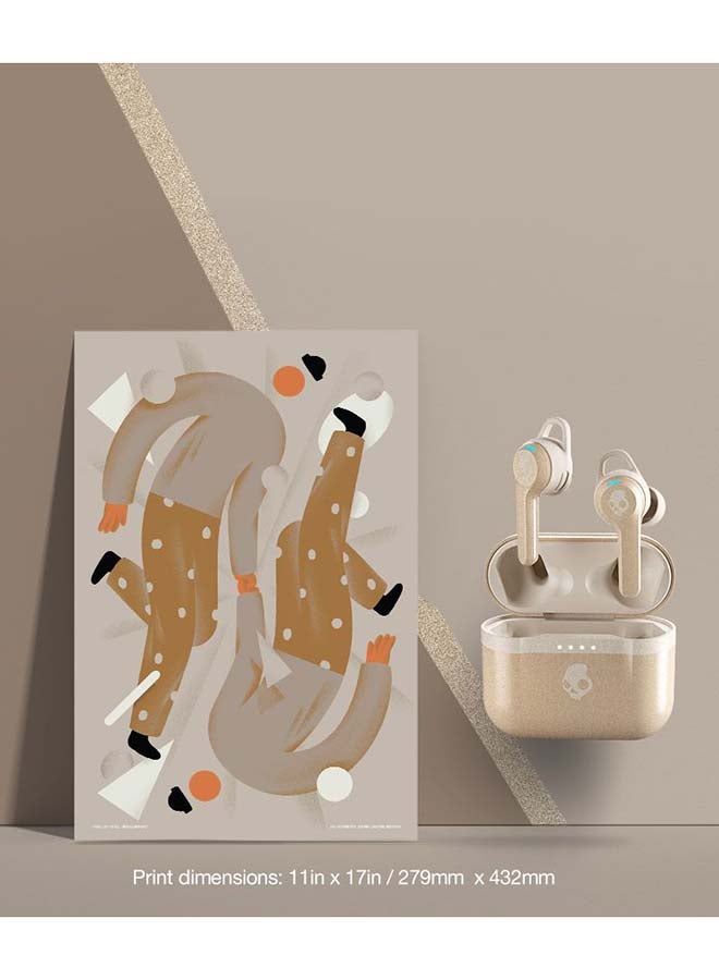 Skullcandy - Indy Evo True Wireless Earbuds With Charging Case And Centered Mood Boost Print Art Champagne Metallic - Image 1