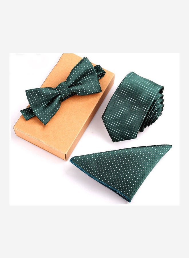 JOLLY 3-Piece Dotted Textured Tie Set Green/White 