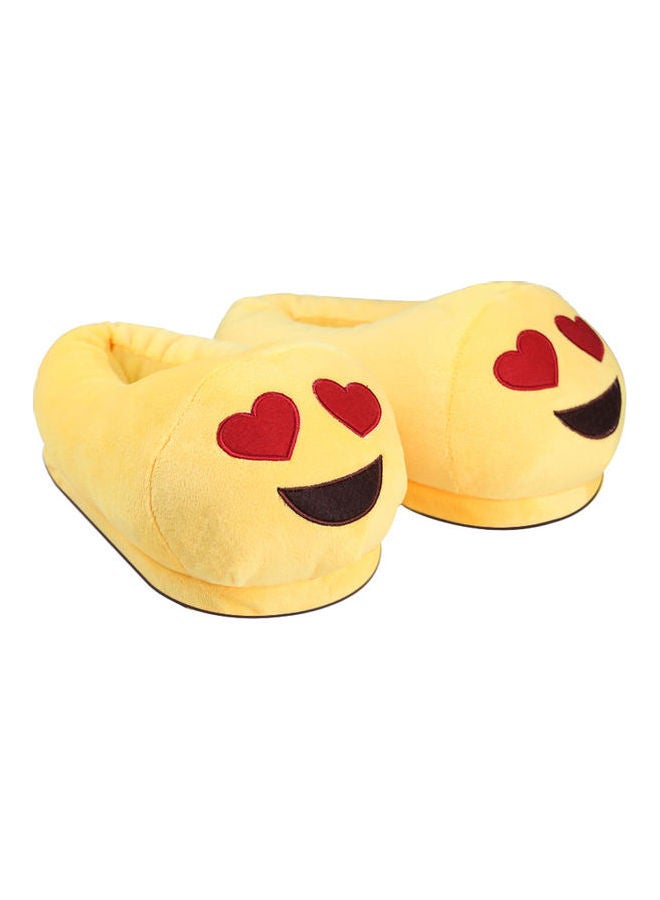 جولي شبشب أصفر اللون بتصميم رمز تعبيري. أصفر/أحمر