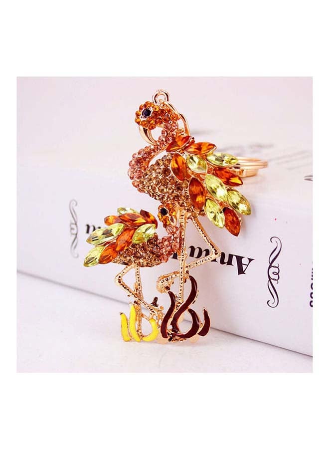 fashionhome Luxury Diamond Studded Antique Key Chain Orange 