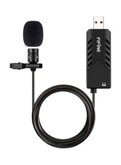 FIFINE K053 USB Lavalier Cardioid Condenser Microphone With Clip-On And Sound Card For PC and MAC FIFINE  USB Lavalier Lapel Microphone K053 Black  - Image 1