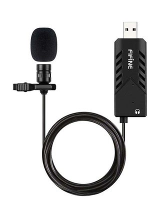 K053 USB Lavalier Cardioid Condenser Microphone With Clip-On And Sound Card For PC and MAC FIFINE  USB Lavalier Lapel Microphone K053 Black - v1612437321/N44143586A_1
