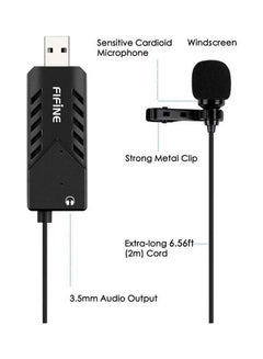 FIFINE K053 USB Lavalier Cardioid Condenser Microphone With Clip-On And Sound Card For PC and MAC FIFINE  USB Lavalier Lapel Microphone K053 Black  - Image 2
