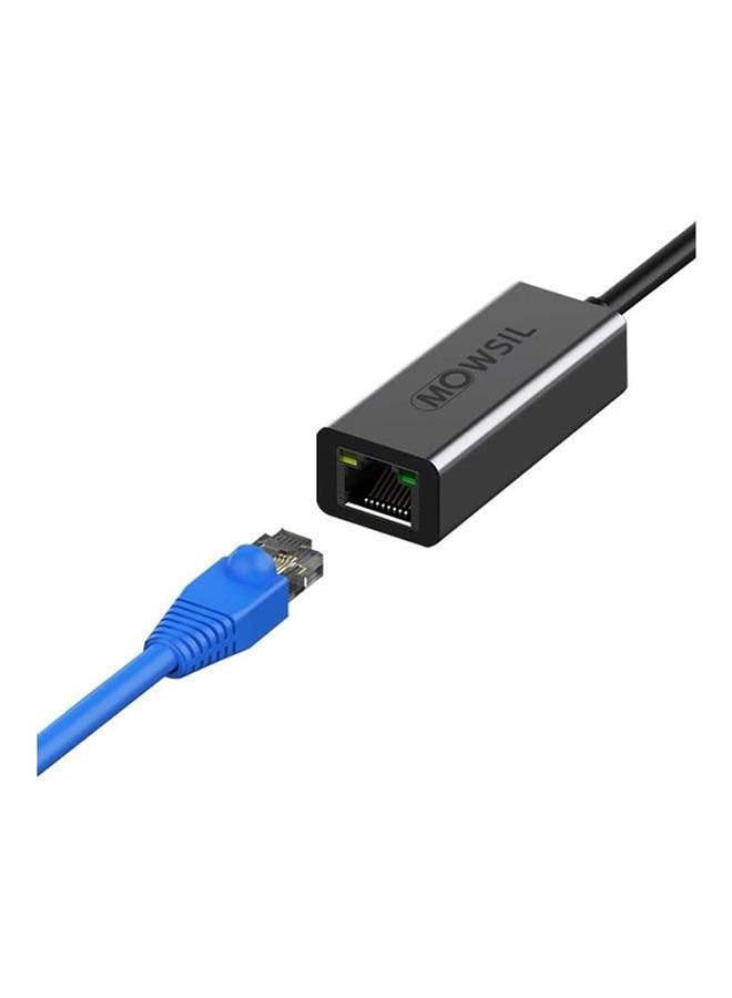 موسل محول من USB C إلى RJ-45 أسود  - Image 1