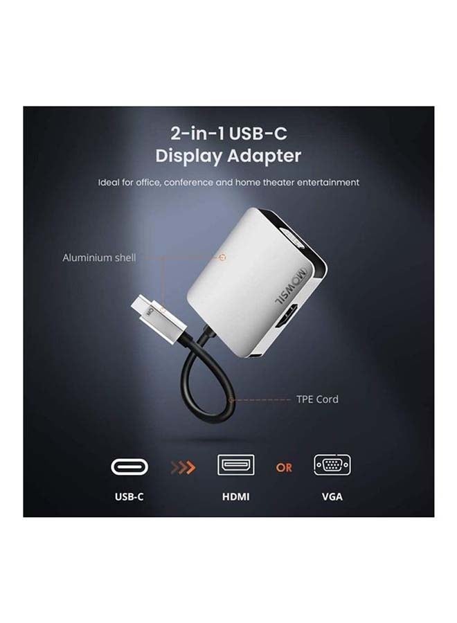 MOWSIL USB Type C To VGA + HDMI Converter Black - Image 2