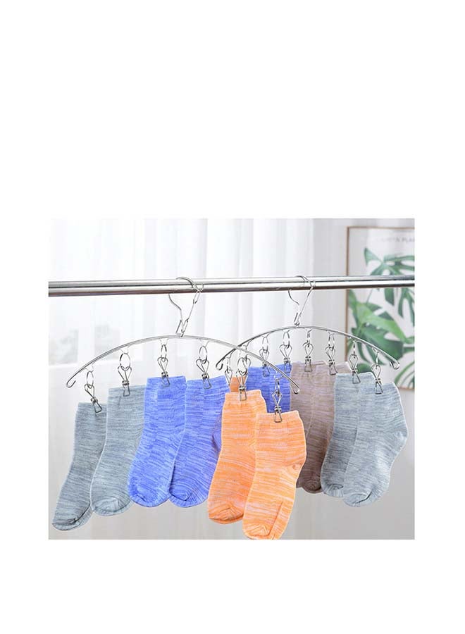 fashionhome Stainless Steel Curved Shaped 6 Clips Clothes Hanger Silver 34.5x4cm - Image 5