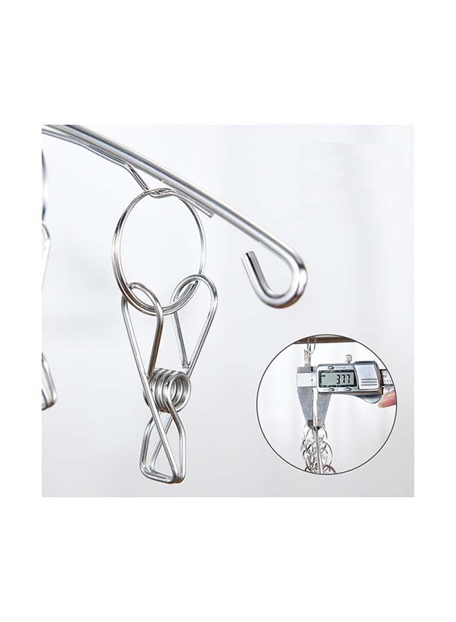 fashionhome Stainless Steel Curved Shaped 6 Clips Clothes Hanger Silver 34.5x4cm - Image 3
