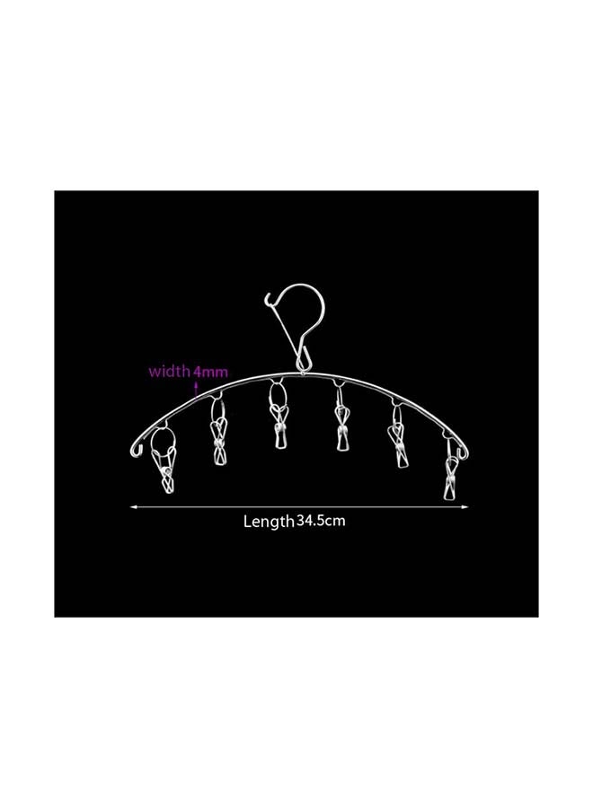 fashionhome Stainless Steel Curved Shaped 6 Clips Clothes Hanger Silver 34.5x4cm - Image 4