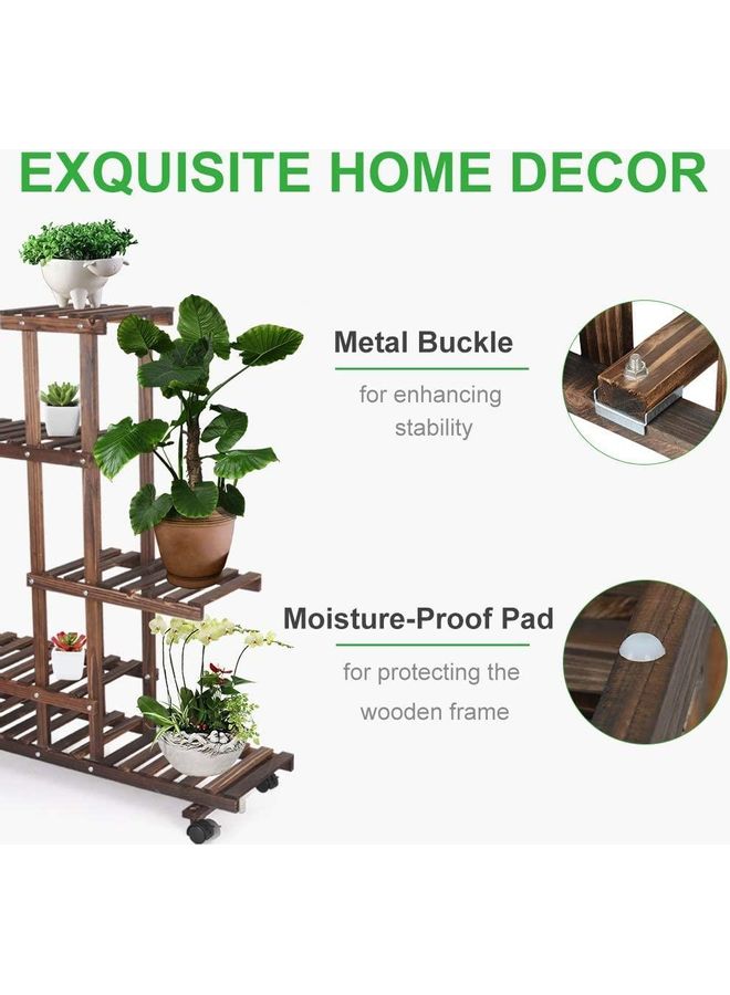 XiuWoo - 5 Tier Flower Rack Wood Plant Stand Brown - Image 1