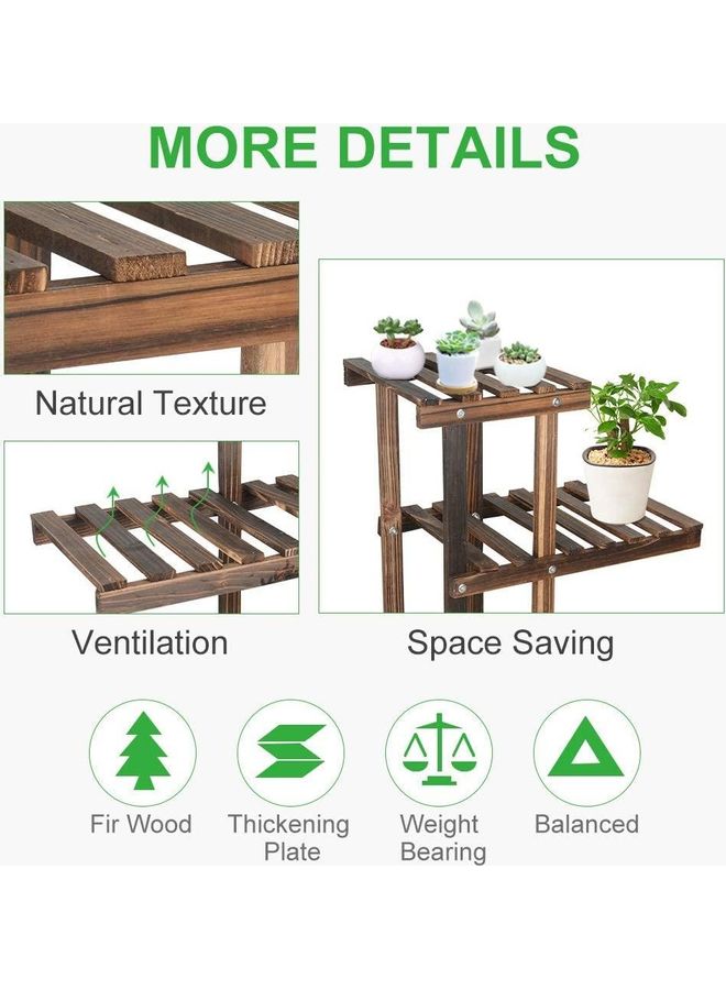 XiuWoo - 5 Tier Flower Rack Wood Plant Stand Brown - Image 1