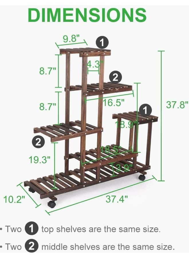XiuWoo - 5 Tier Flower Rack Wood Plant Stand Brown - Image 1