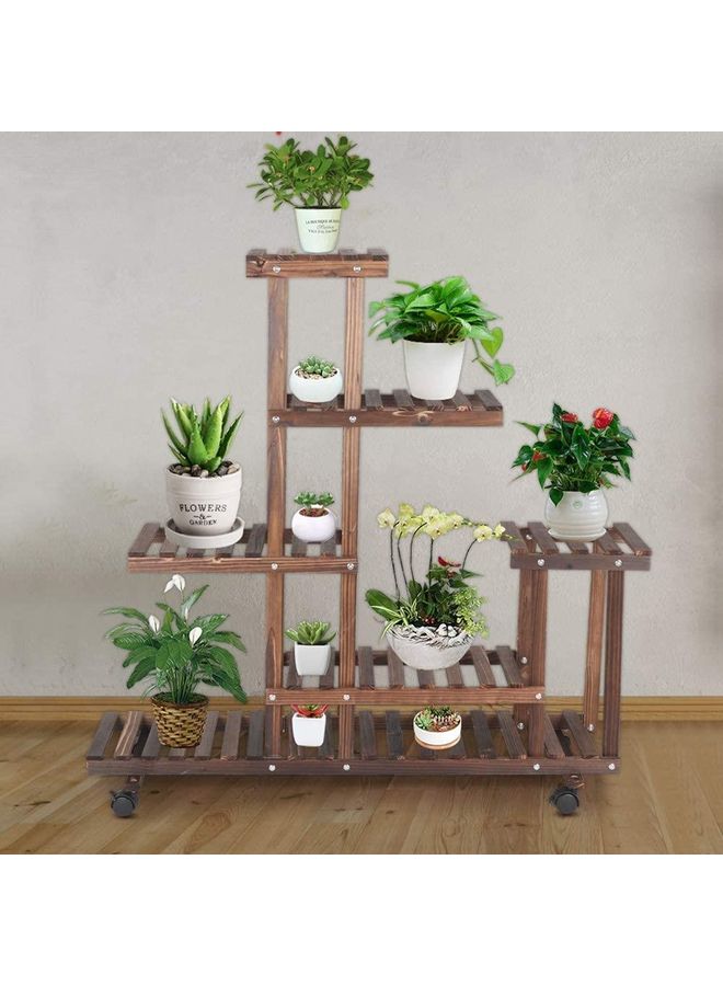 XiuWoo - 5 Tier Flower Rack Wood Plant Stand Brown - Image 1