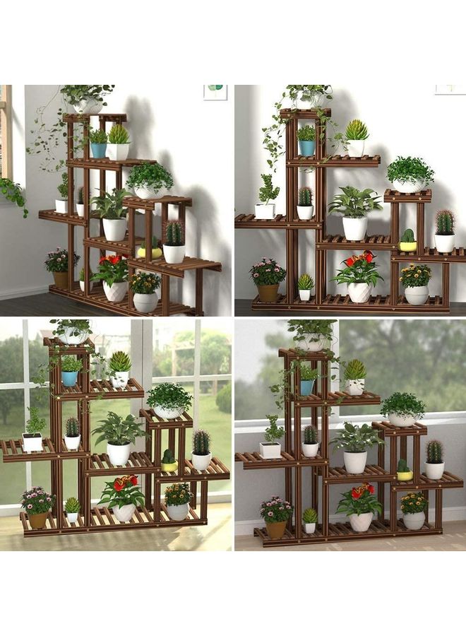 Wooden Flower Plant Stand Brown