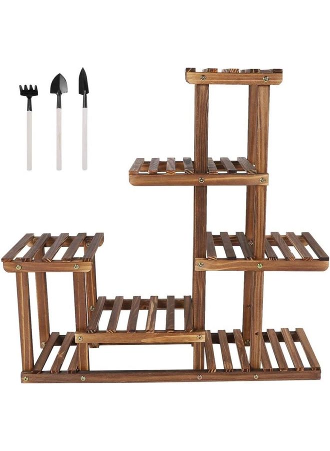 XiuWoo 6 Levels Shelves Flower Plant Stand Brown - Image 2
