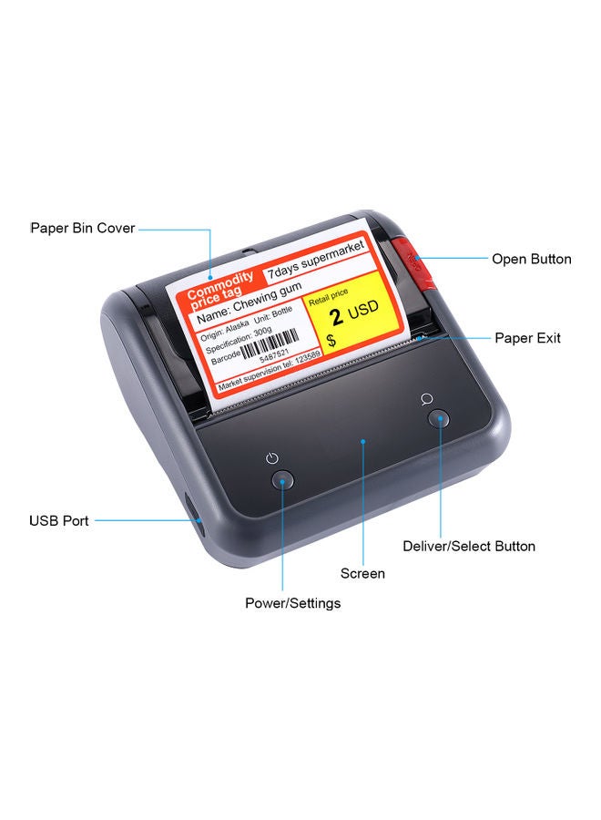 Portable Thermal Label Printer Black  - Image 1