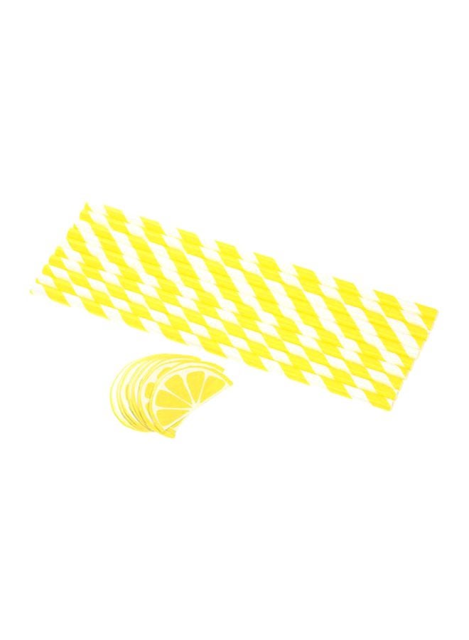 esonmus 50-Piece Lemon Pattern Drinking Straw Set 19.5x0.5cm - Image 1