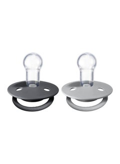 BIBS Pacifier DeLux (Silicone) One Size 0-3 Yrs 2 pcs - Iron]/Cloud  - Image 1