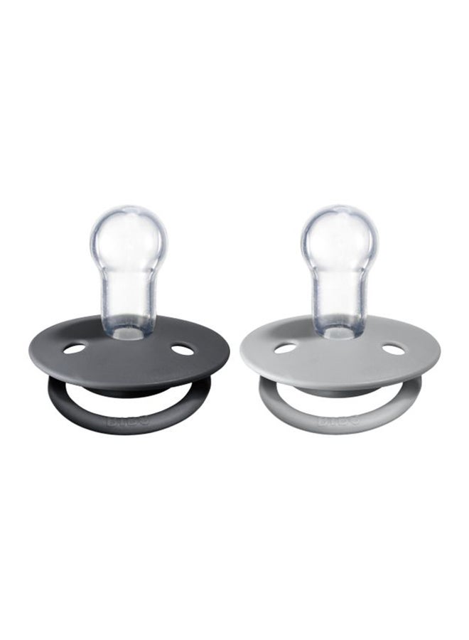 BIBS Pacifier DeLux (Silicone) One Size 0-3 Yrs 2 pcs - Iron]/Cloud  - Image 1