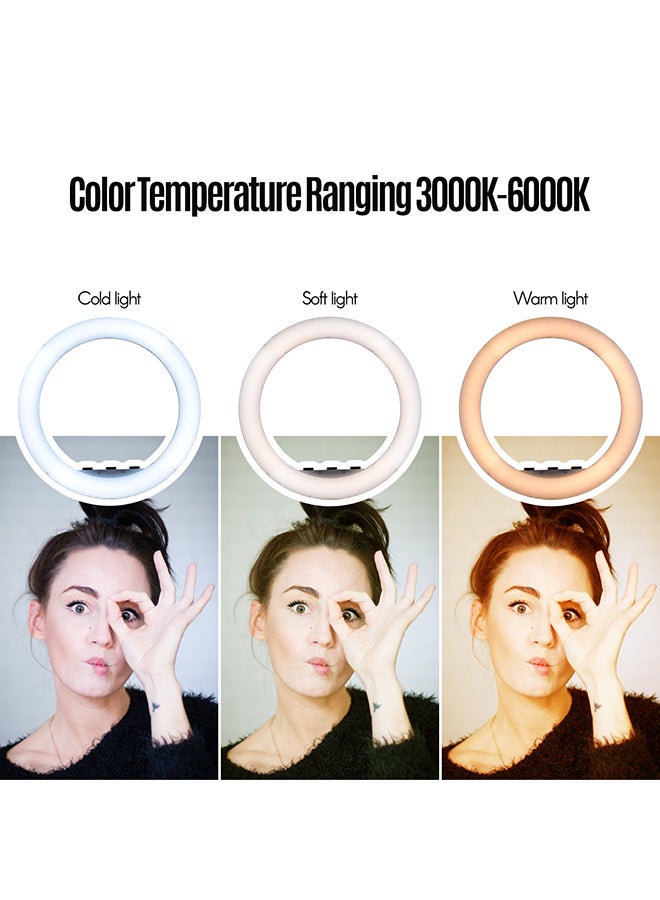 21 Inch LED Ring Light Lamp Set with 3-Piece Phone Holders Silver/Black - Image 2