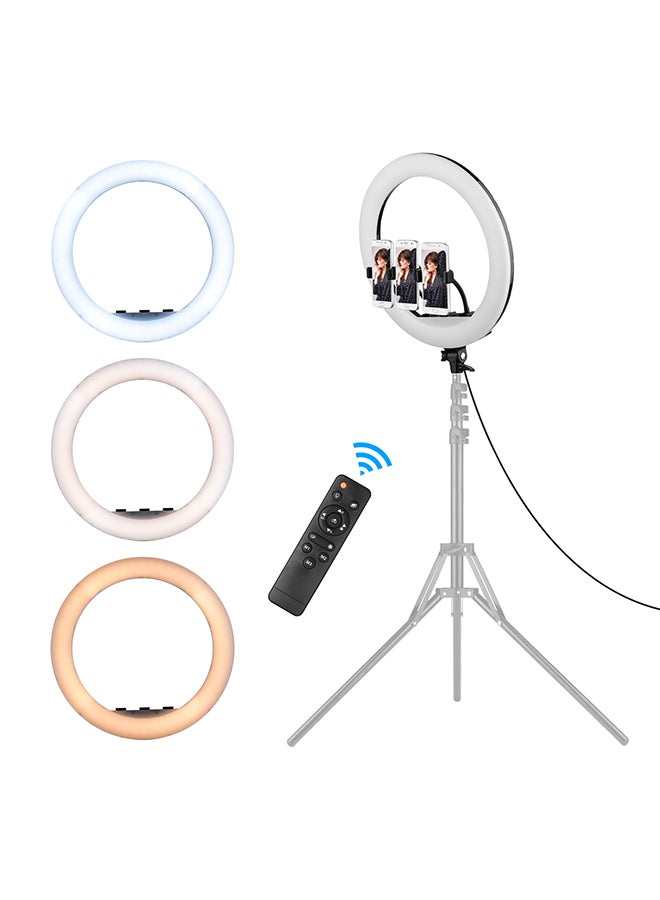 21 Inch LED Ring Light Lamp Set with 3-Piece Phone Holders Silver/Black - Image 1