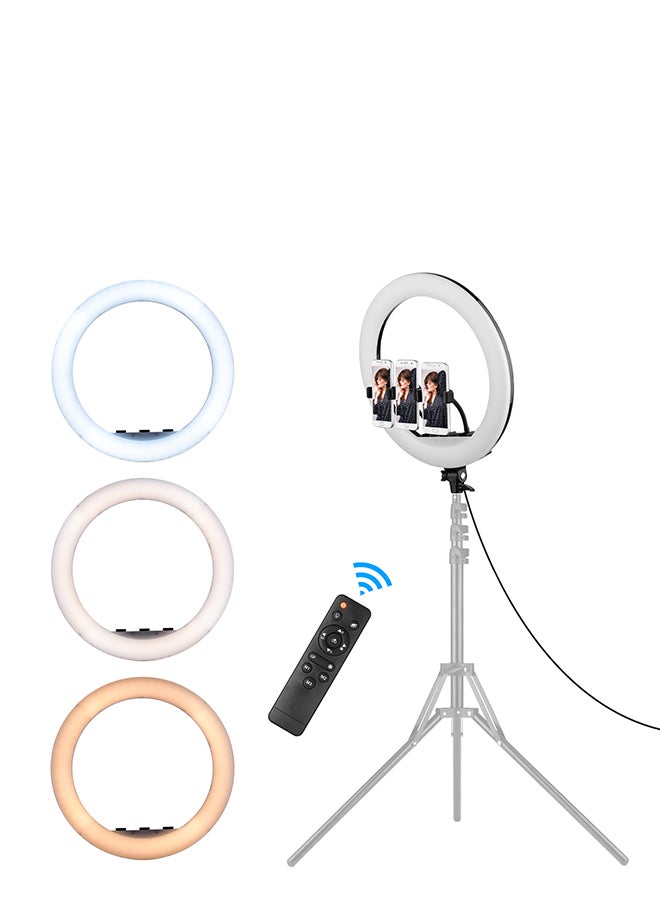 21 Inch LED Ring Light Lamp Set with 3-Piece Phone Holders Silver/Black - Image 3