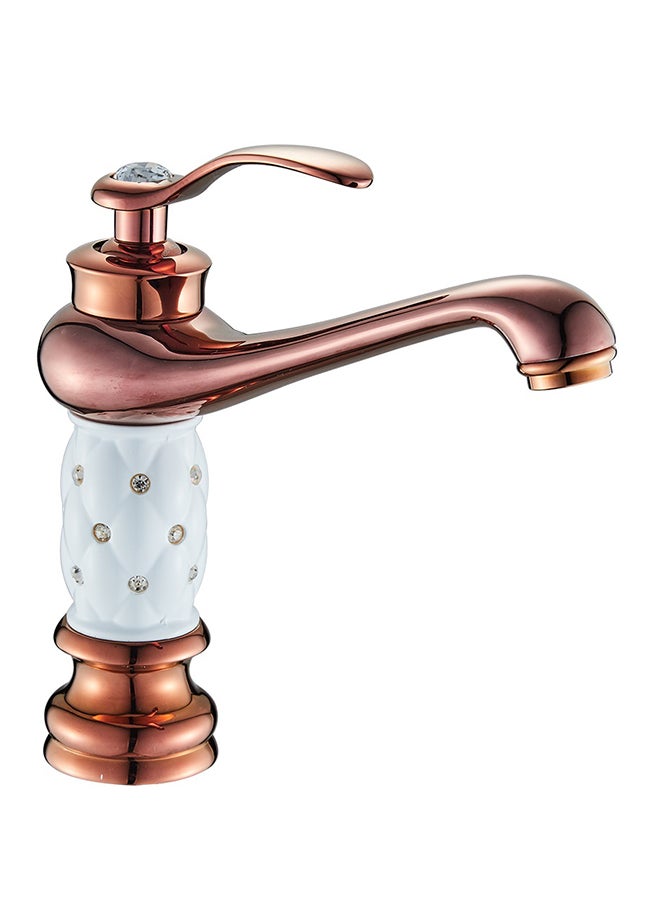 Generic - Mixer Handle with Diamond Single Lever Basin Gold/White - Image 1