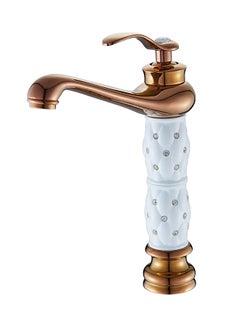 Mixer Handle with Diamond Single Lever Higher Basin Faucet Gold/White