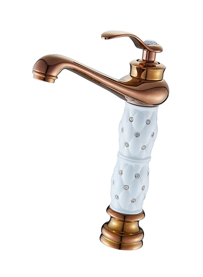 Generic - Mixer Handle with Diamond Single Lever Higher Basin Faucet Gold/White - Image 1