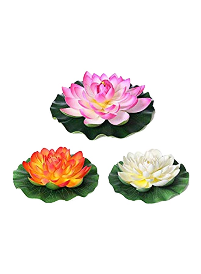 Generic 3-Piece Artificial Floating Lotus Flowers Multicolour 4.5inch 