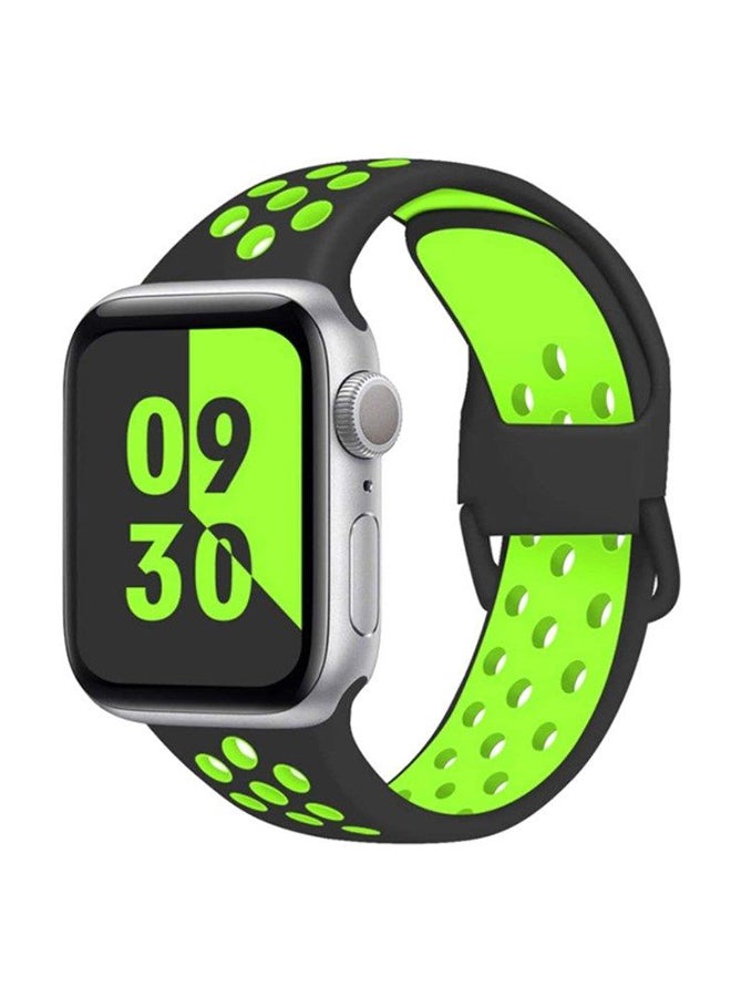 D'VOGUE - Replacement Band For Apple Watch 42/44mm Black/Green - Image 1