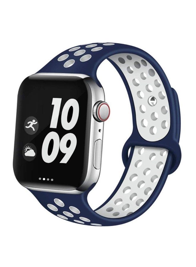 D'VOGUE - Replacement Band For Apple Watch 42/44mm Blue/White - Image 1