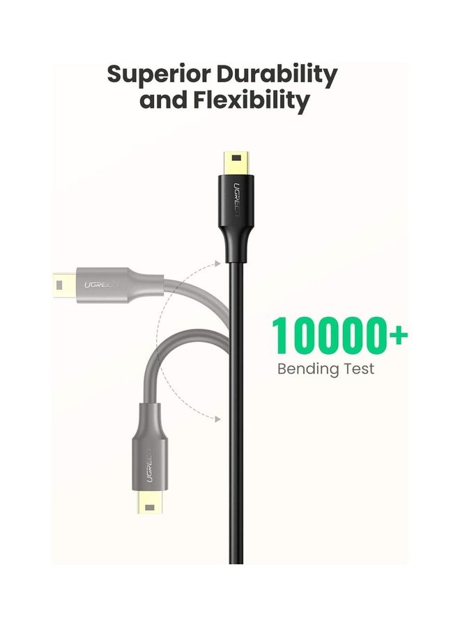 Ugreen - Mini USB 2.0 Type A To B Charging Data Cable Black - Image 1