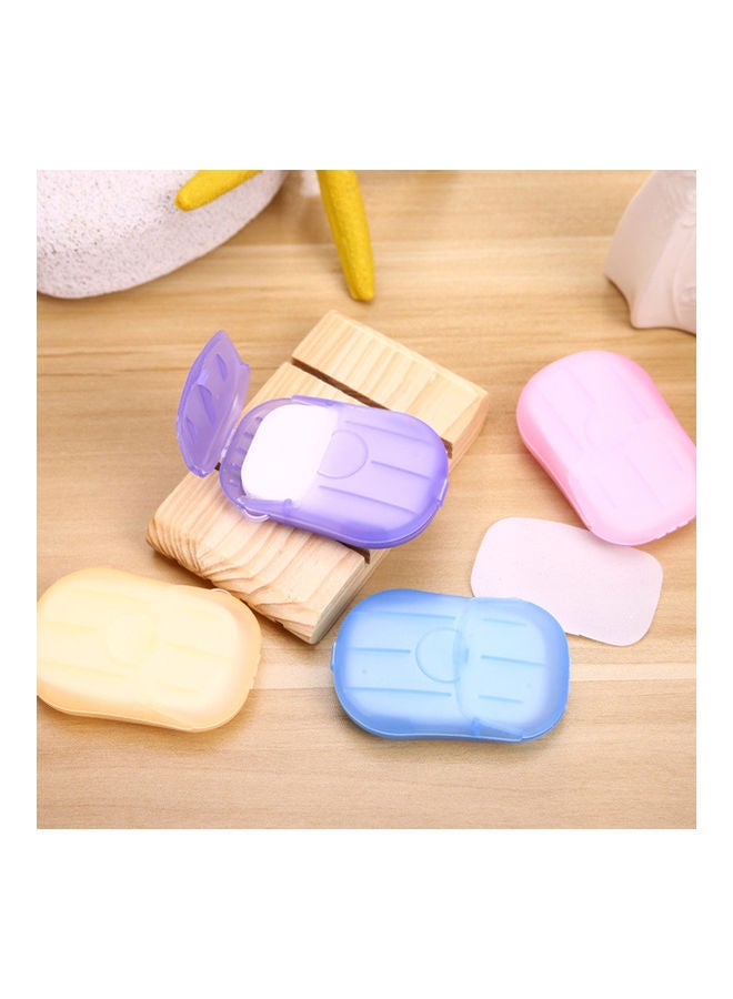 مجموعة رقائق صابون محمولة للاستخدام مرة واحدة مكونة من 20 قطعة مع صندوق تخزين أرجواني 7.00x3.00x4.50سم - Image 3